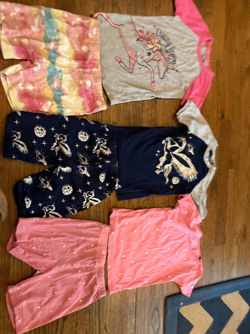 Kids Pink and Gray Unicorn Raglan Pajama Set - Brand Not Specified